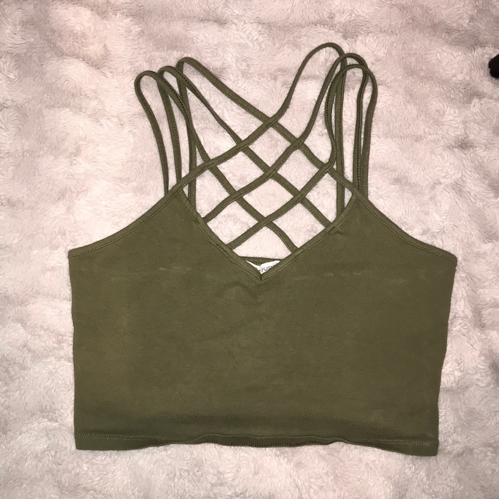Olive green strapy crop top